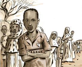 Interaktivní komiks Out of Somalia se odehrává v keňském uprchlickém táboře Dadáb.