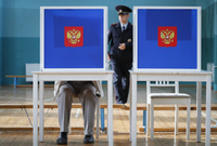 Volební místnost v Rusku.